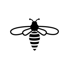 line silhouette illustration of bee in black and white