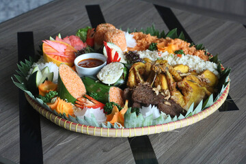 easter cake with eggs and flowers