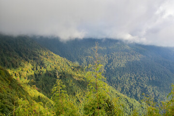 Picturesque mountain slope with ridges