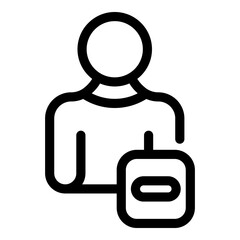 Male user delete icon. Outline male user delete vector icon for web design isolated on white background