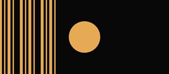 Yellow circle and lines on a black background. Background texture
