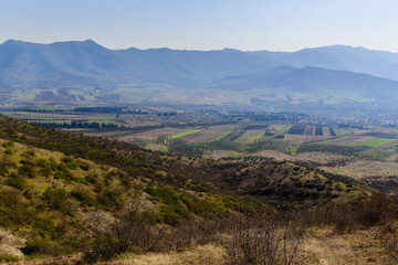 Fototapeta na wymiar Scenic landscape with Bagratashen village, Armenia-Georgia border