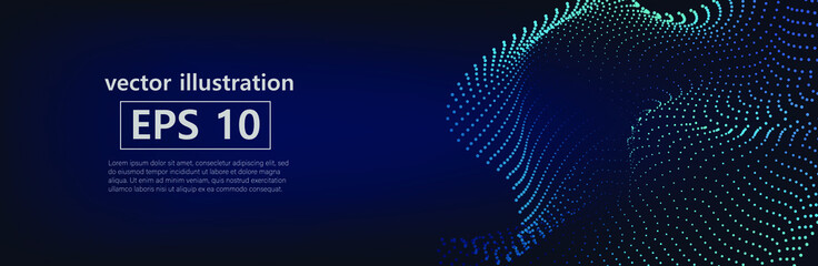 Abstract Music background. Big Data Particle Flow Visualisation. Science infographic futuristic illustration. Sound wave. Sound visualization