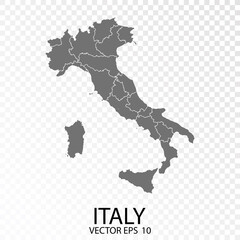 Obraz premium Transparent - High Detailed Grey Map of Italy. Vector Eps 10.