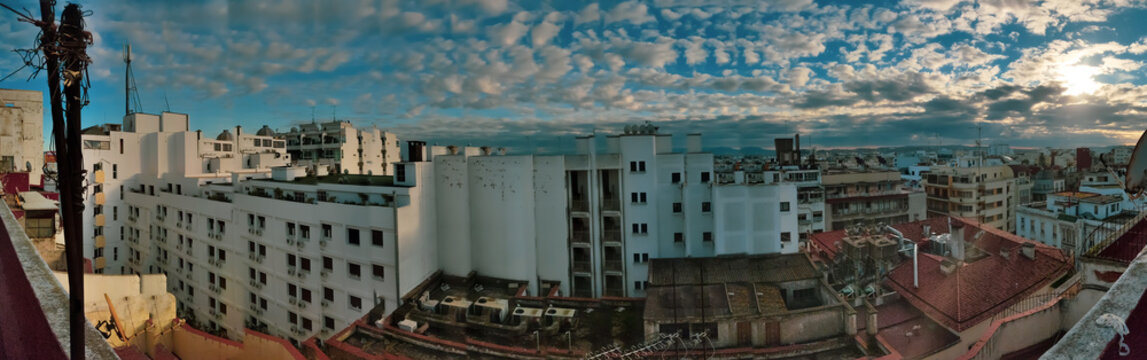 Tangier, Morocco. North Africa, panoramic view of buildings in Morocco