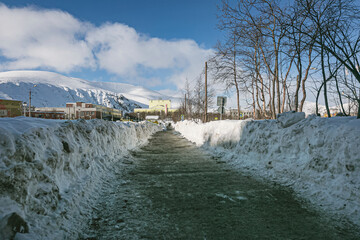 Northern spring city winter landscape