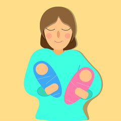Mother and babies siblings day illustration
