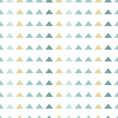 Abstract ornament with blue and yellow triangles on white background.