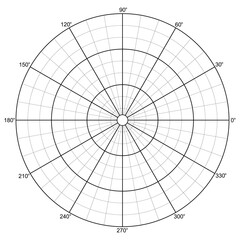 Polar Grid with Concentric Circles Diagram Chart Isolated Vector Illustration