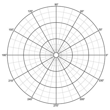 Polar Grid with Concentric Circles Diagram Chart Isolated Vector Illustration