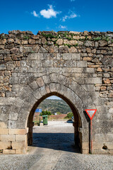 Gate in the old walls, in the historic town of Miranda do Douro, Portugal
