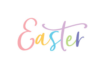 Happy Easter Banner, Trendy Easter Design, Easter Sunday Background, Handwritten Easter Banner, Holiday Vector Illustration Background