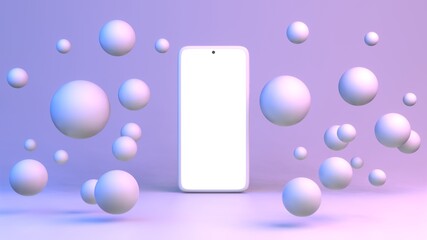 Phone Background Wallpaper Empty Screen Bubbles Circles Round Spheres Light Modern 3D Render