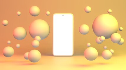 Phone Background Wallpaper Empty Screen Bubbles Circles Round Spheres Light Modern 3D Render