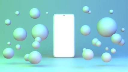 Phone Background Wallpaper Empty Screen Bubbles Circles Round Spheres Light Modern 3D Render