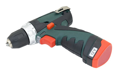 modern cordless drill on a white