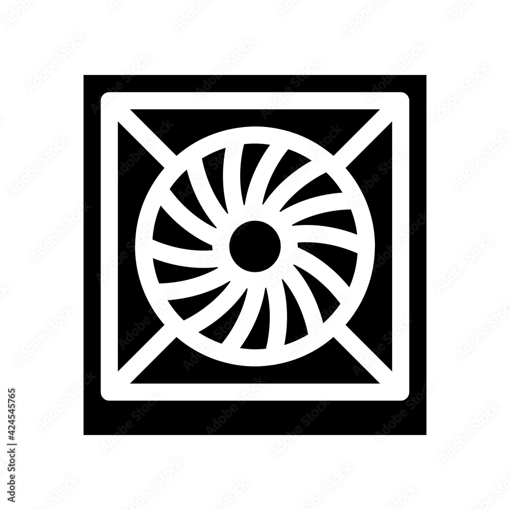 Poster system fan computer component glyph icon vector. system fan computer component sign. isolated symbol