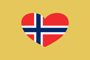 Obraz premium Norway flag in the heart shape. Isolated on background.