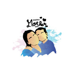 Illustration woman and boy with dot splash design vector