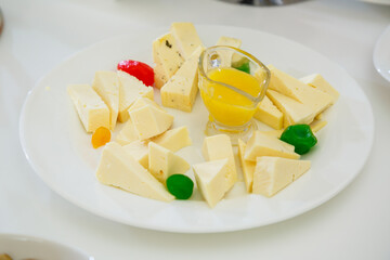 Delicious dish on the buffet table. Cold appetizers from the chef for the celebration