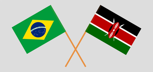 Crossed flags of Brazil and Kenya. Official colors. Correct proportion