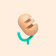 3d simple microphone icon on pastel light background. Hight quality 3d render