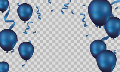 blue balloons, vector illustration. Celebration transparent background template
