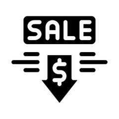 selling price discount glyph icon vector. selling price discount sign. isolated symbol illustration