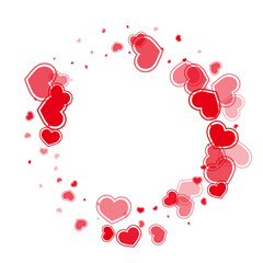 Beautiful red hearts falling vector illustration.