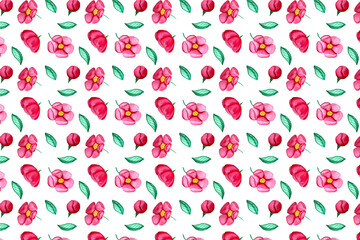 Watercolor pink flowersfor wrapping paper, posters, backgrounds, textile,  pattern 