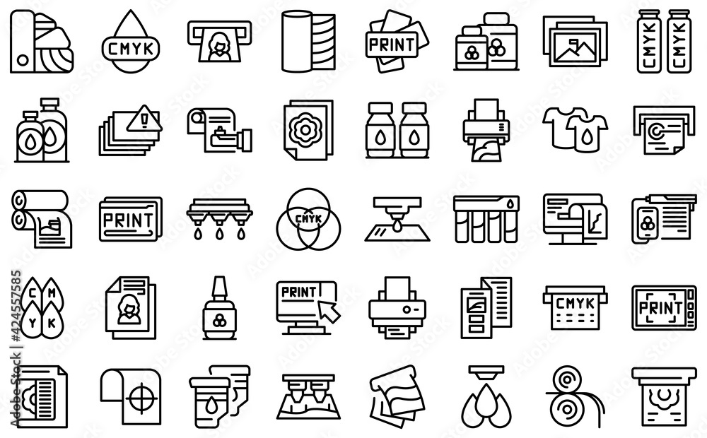Poster digital printing icons set. outline set of digital printing vector icons for web design isolated on 