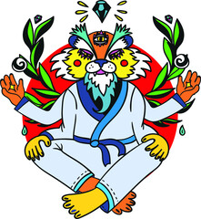lion sensei martial arts sitting in lotus position