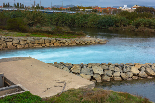 Wastewater outlet from the thermal power plant to a river