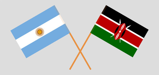 Crossed flags of Argentina and Kenya. Official colors. Correct proportion