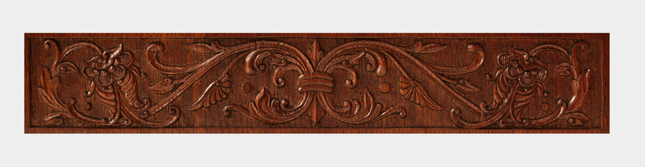 background: woodcarving fragment of a wooden homemade casket closeup. High quality photo