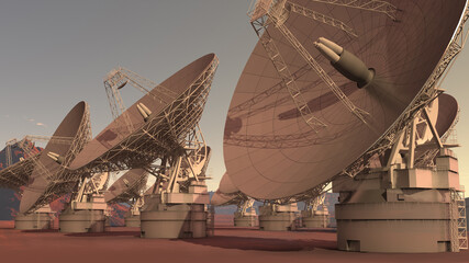 Obraz premium Satellite dish array on Mars