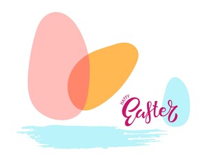 Easter eggs, Happy Easter lettering,, brush stroke. Color vector illustration for cards, home decor, shirt design, invitations for holiday. Easter Egg Paint. For manufacturers and sellers of food dyes