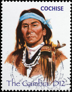Indian chief Cochise on postage stamp