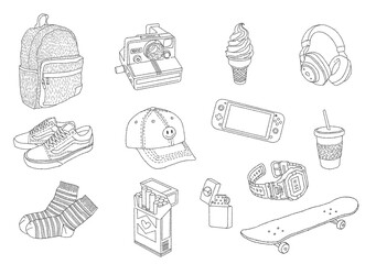 sketch of clothes and food