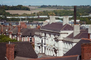 Foto op Plexiglas A landscape view over the centre of Rotherham showing the Town Hall from above © HASPhotos