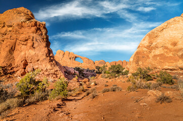 The famous Skyline Arch in the Arches National Park, Utah