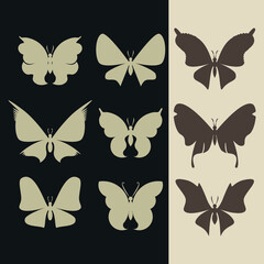 Fototapeta na wymiar Set of butterflies, silhouette. Vector illustration.