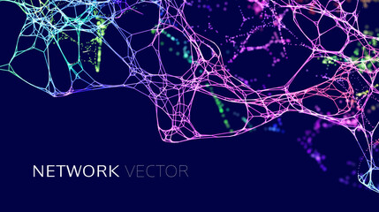 Neuron network background. Data science technology vector background. Neural network AI data IOT. - obrazy, fototapety, plakaty