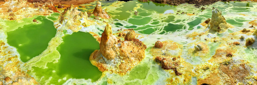 Paysage volcanique du volcan Dallol au nord de l'Ethiopie