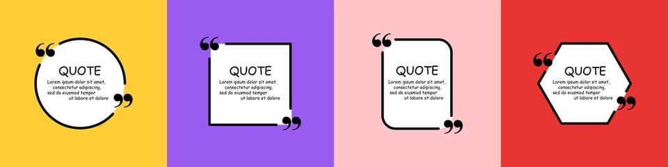 Quote background vector collection. Set of colorful text frames.