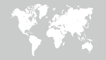 Fototapeta na wymiar simple world map, light gray background