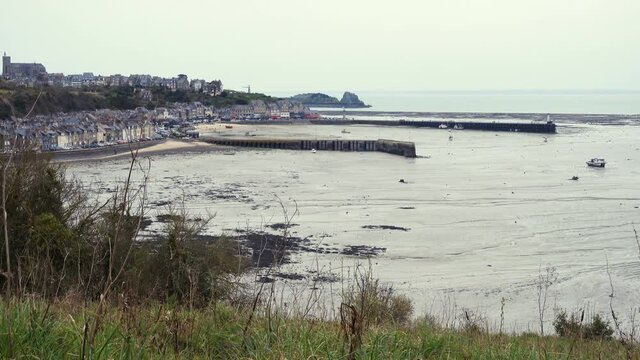 Panoramic view of town Cancale, located on the coast of the Atlantic Ocean, Brittany, France
