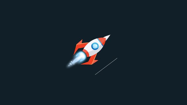 Animated rocket flying. Alpha Channel