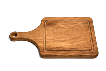 Wooden cutting kitchen Board, isolated on white background
