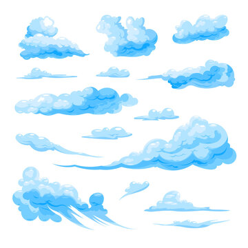 Sky Clouds Set On White Background